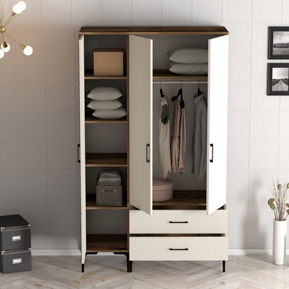 Ντουλάπα 120x201.4x47.5 εκ Walnut Cream 845HCT5461