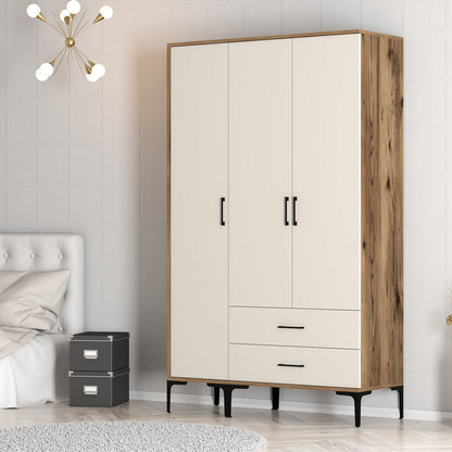 Ντουλάπα 120x201.4x47.5 εκ Walnut Cream 845HCT5461