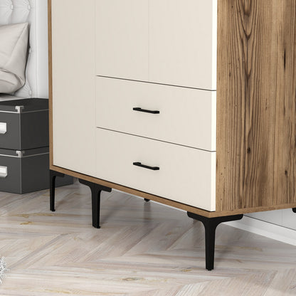 Ντουλάπα 120x201.4x47.5 εκ Walnut Cream 845HCT5461