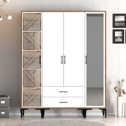 Ντουλάπα 160x201.4x47.5 εκ Walnut White 845HCT5465
