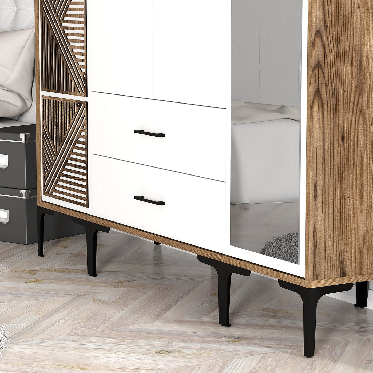 Ντουλάπα 160x201.4x47.5 εκ Walnut White 845HCT5465