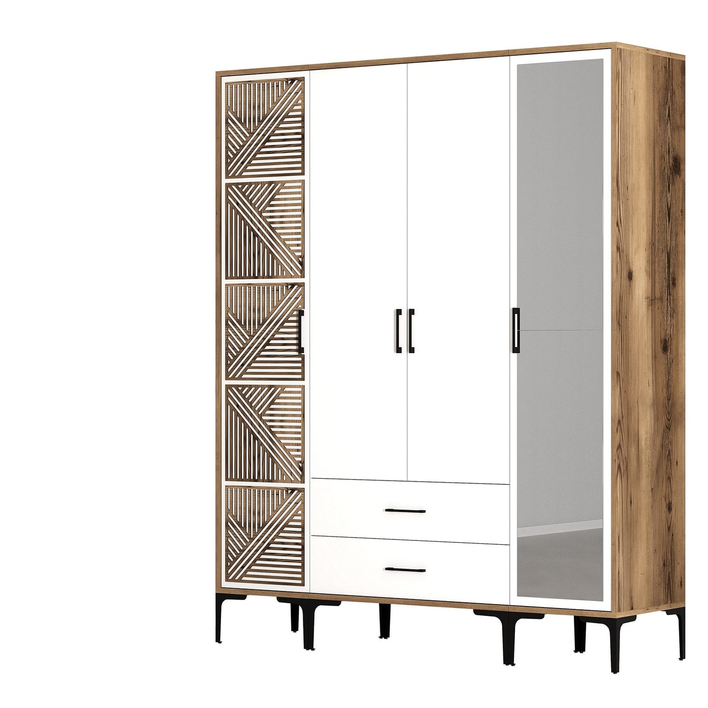 Ντουλάπα 160x201.4x47.5 εκ Walnut White 845HCT5465