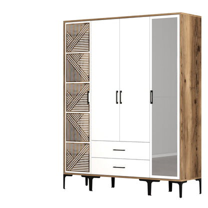Ντουλάπα 160x201.4x47.5 εκ Walnut White 845HCT5465