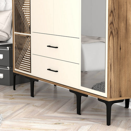 Ντουλάπα 160x201.4x47.5 εκ Walnut Cream 845HCT5466