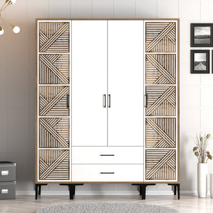 Ντουλάπα 160x201.4x47.5 εκ Walnut White 845HCT5470