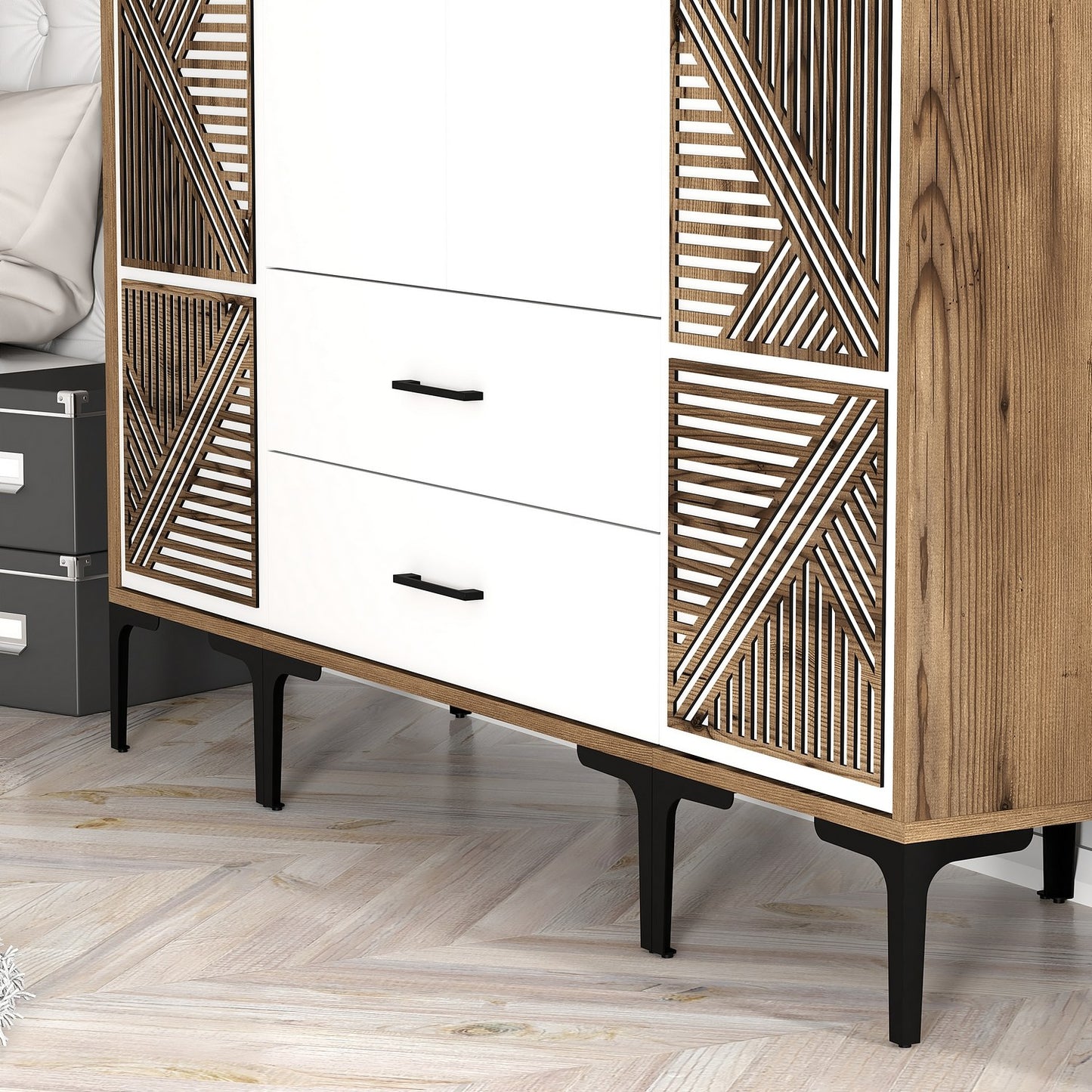 Ντουλάπα 160x201.4x47.5 εκ Walnut White 845HCT5470