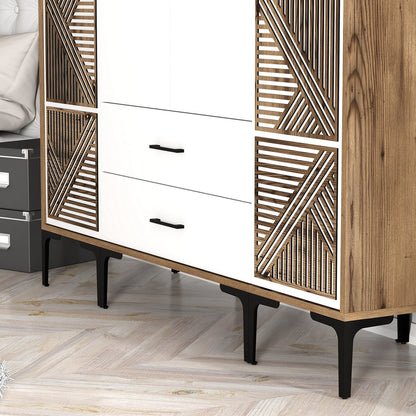 Ντουλάπα 160x201.4x47.5 εκ Walnut White 845HCT5470