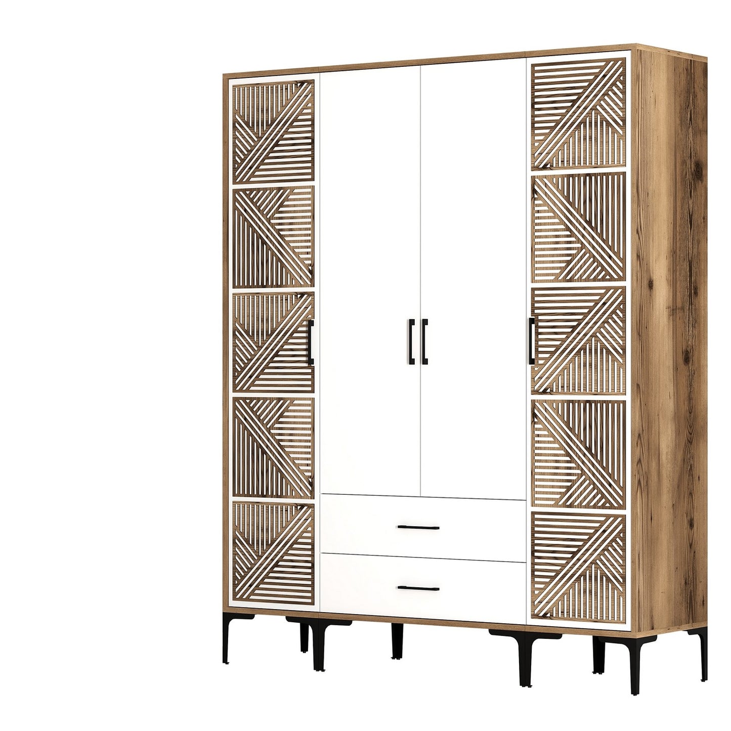 Ντουλάπα 160x201.4x47.5 εκ Walnut White 845HCT5470