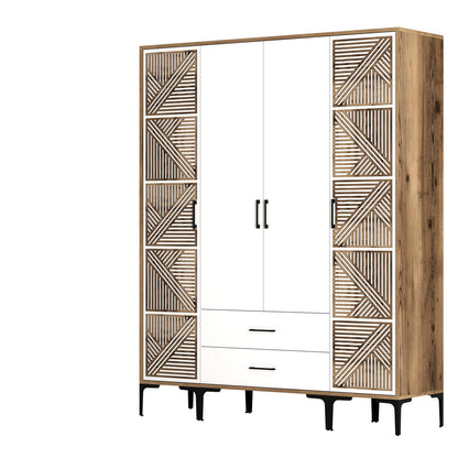 Ντουλάπα 160x201.4x47.5 εκ Walnut White 845HCT5470