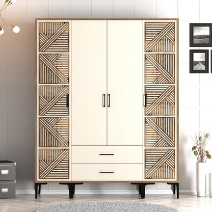 Ντουλάπα 160x201.4x47.5 εκ Walnut Cream 845HCT5471