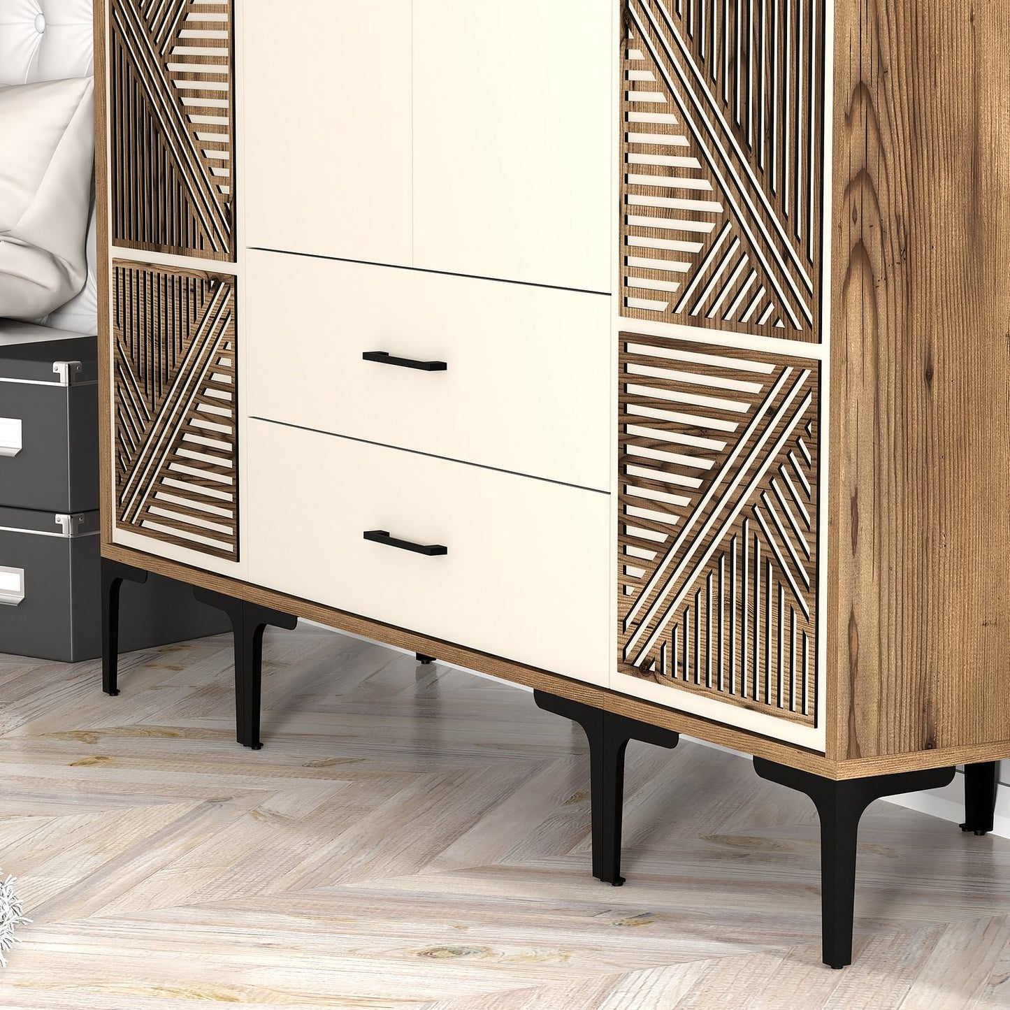 Ντουλάπα 160x201.4x47.5 εκ Walnut Cream 845HCT5471