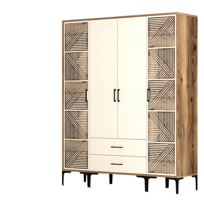Ντουλάπα 160x201.4x47.5 εκ Walnut Cream 845HCT5471