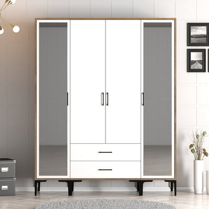 Ντουλάπα 160x201.4x47.5 εκ Walnut White 845HCT5475
