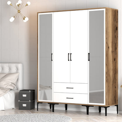 Ντουλάπα 160x201.4x47.5 εκ Walnut White 845HCT5475