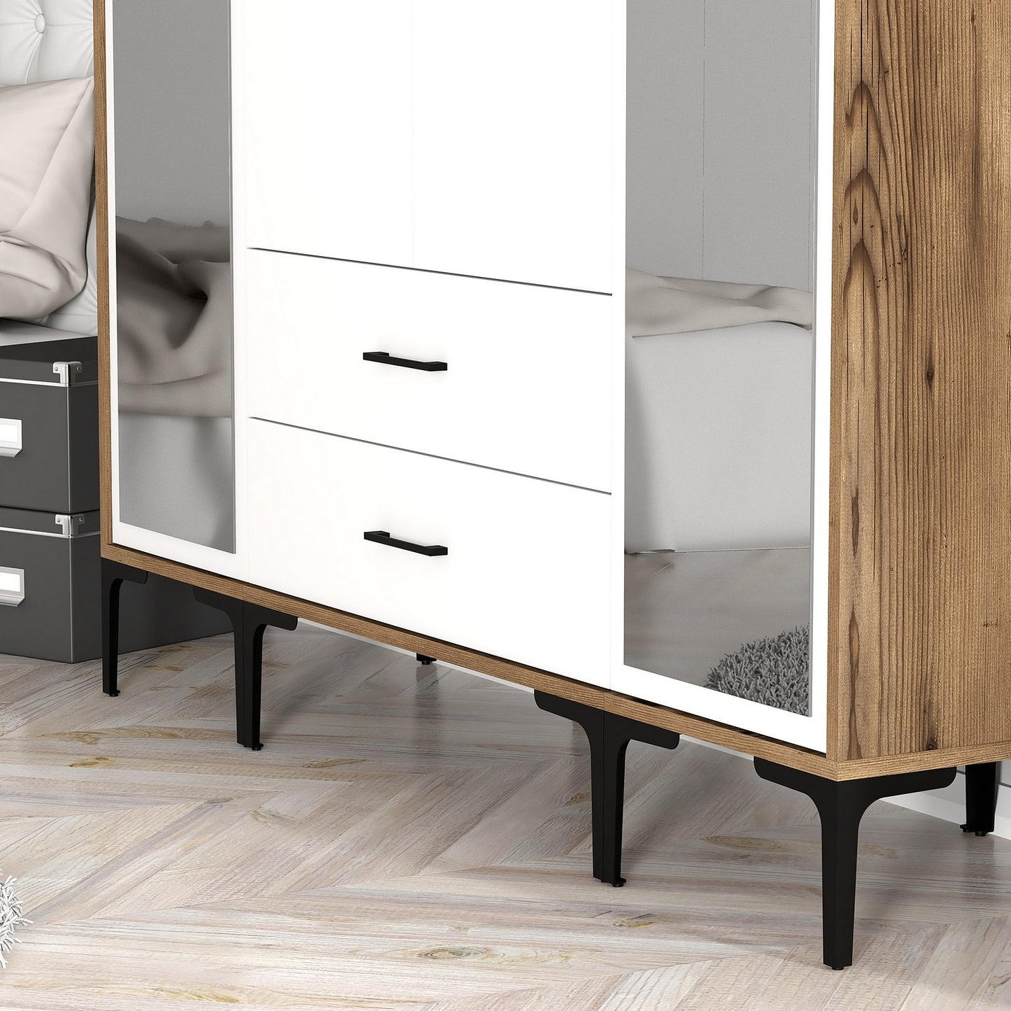 Ντουλάπα 160x201.4x47.5 εκ Walnut White 845HCT5475