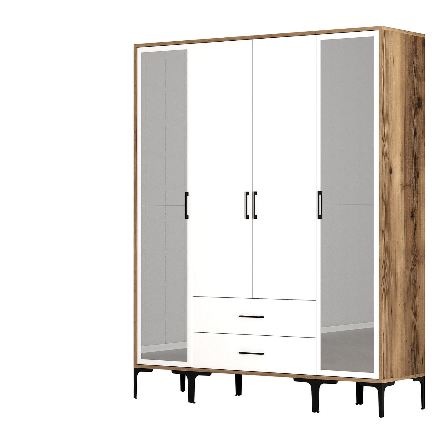 Ντουλάπα 160x201.4x47.5 εκ Walnut White 845HCT5475
