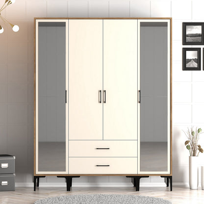 Ντουλάπα 160x201.4x47.5 εκ Walnut Cream 845HCT5476