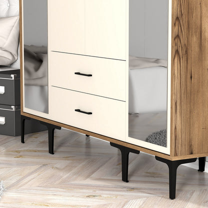 Ντουλάπα 160x201.4x47.5 εκ Walnut Cream 845HCT5476
