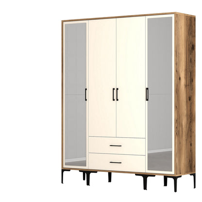 Ντουλάπα 160x201.4x47.5 εκ Walnut Cream 845HCT5476
