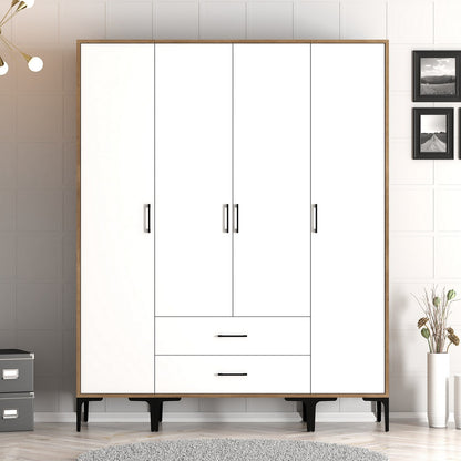 Ντουλάπα 160x201.4x47.5 εκ Walnut White 845HCT5480
