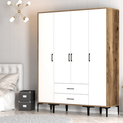 Ντουλάπα 160x201.4x47.5 εκ Walnut White 845HCT5480