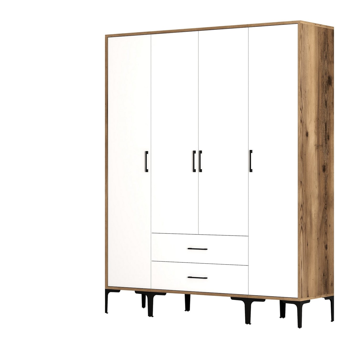 Ντουλάπα 160x201.4x47.5 εκ Walnut White 845HCT5480