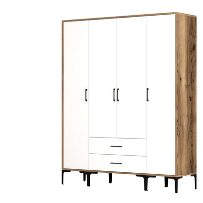 Ντουλάπα 160x201.4x47.5 εκ Walnut White 845HCT5480