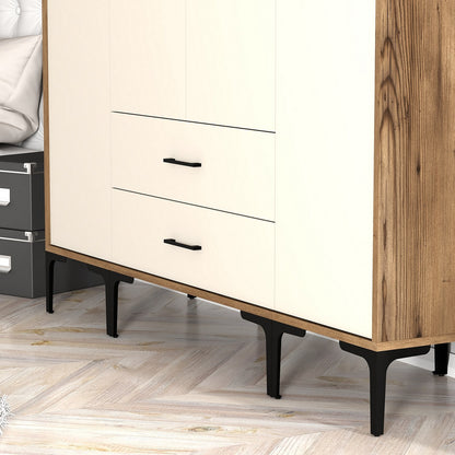 Ντουλάπα 160x201.4x47.5 εκ Walnut Cream 845HCT5481
