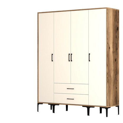 Ντουλάπα 160x201.4x47.5 εκ Walnut Cream 845HCT5481