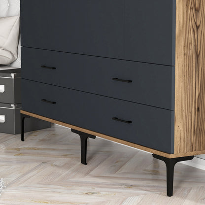 Ντουλάπα 160x201.4x47.5 εκ Walnut Anthracite 845HCT5484
