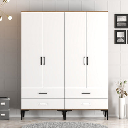 Ντουλάπα 160x201.4x47.5 εκ Walnut White 845HCT5485