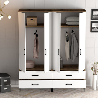 Ντουλάπα 160x201.4x47.5 εκ Walnut White 845HCT5485