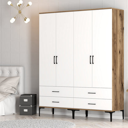 Ντουλάπα 160x201.4x47.5 εκ Walnut White 845HCT5485