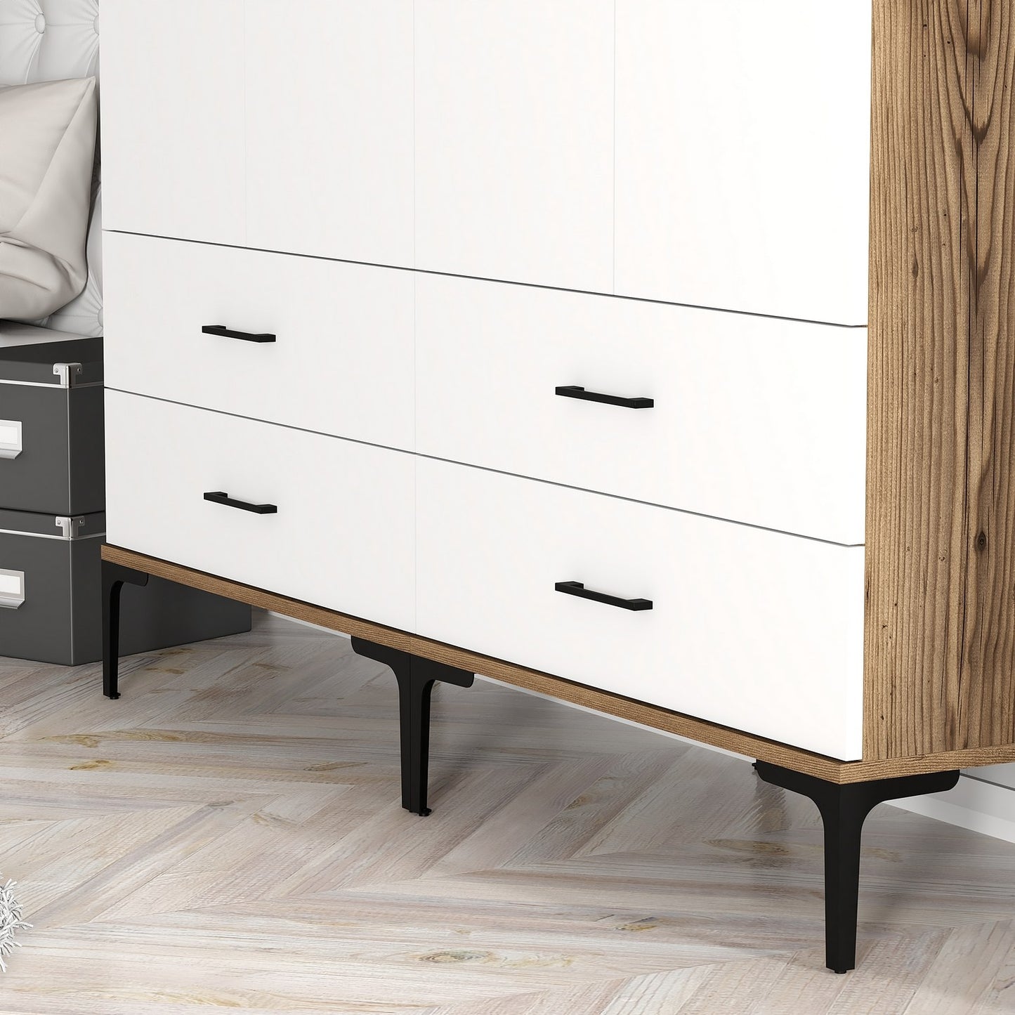 Ντουλάπα 160x201.4x47.5 εκ Walnut White 845HCT5485