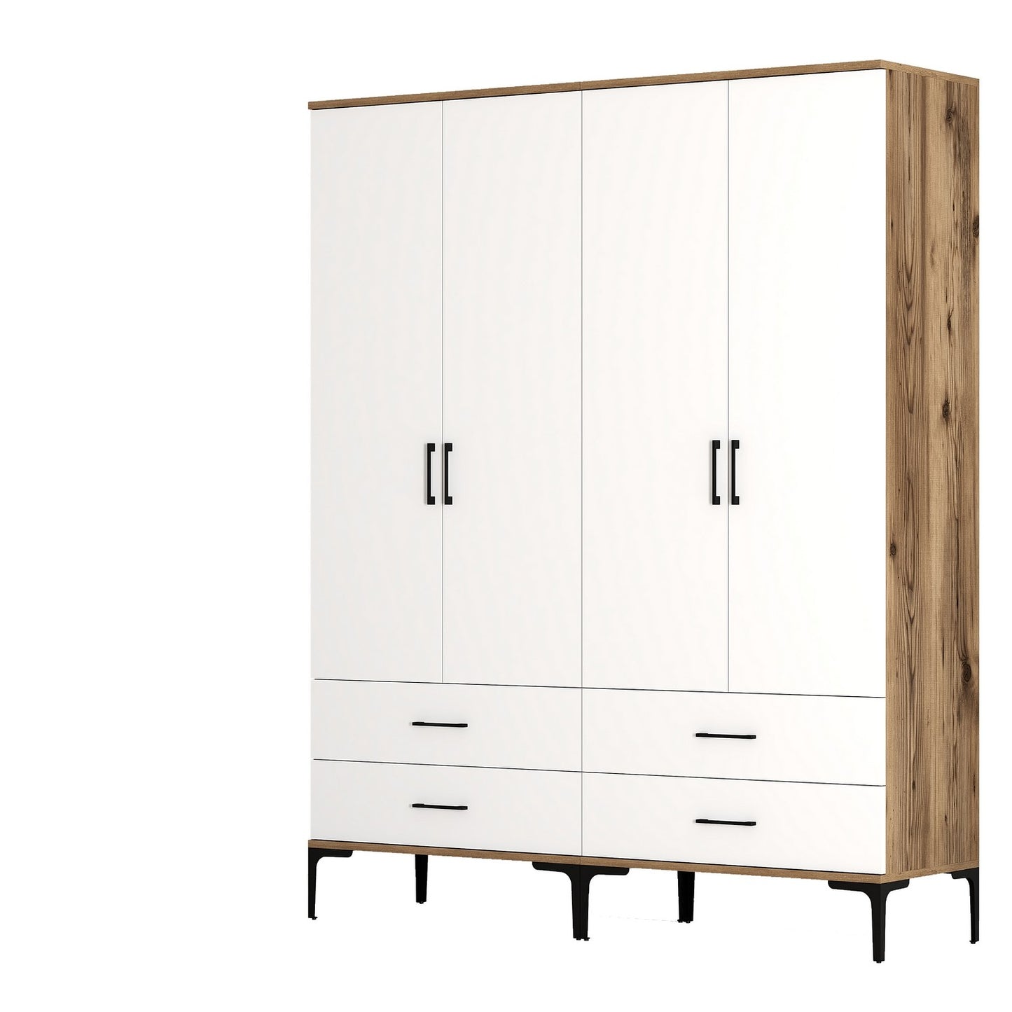 Ντουλάπα 160x201.4x47.5 εκ Walnut White 845HCT5485