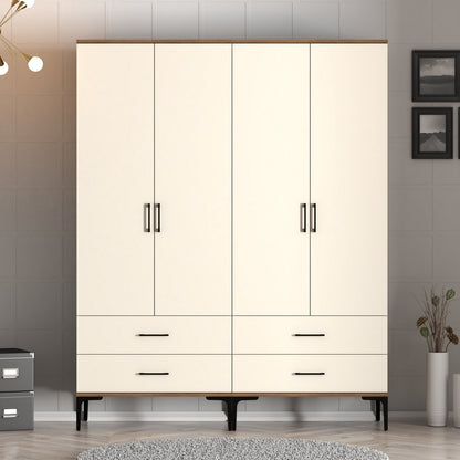 Ντουλάπα 160x201.4x47.5 εκ Walnut Cream 845HCT5486