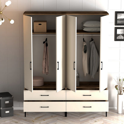 Ντουλάπα 160x201.4x47.5 εκ Walnut Cream 845HCT5486