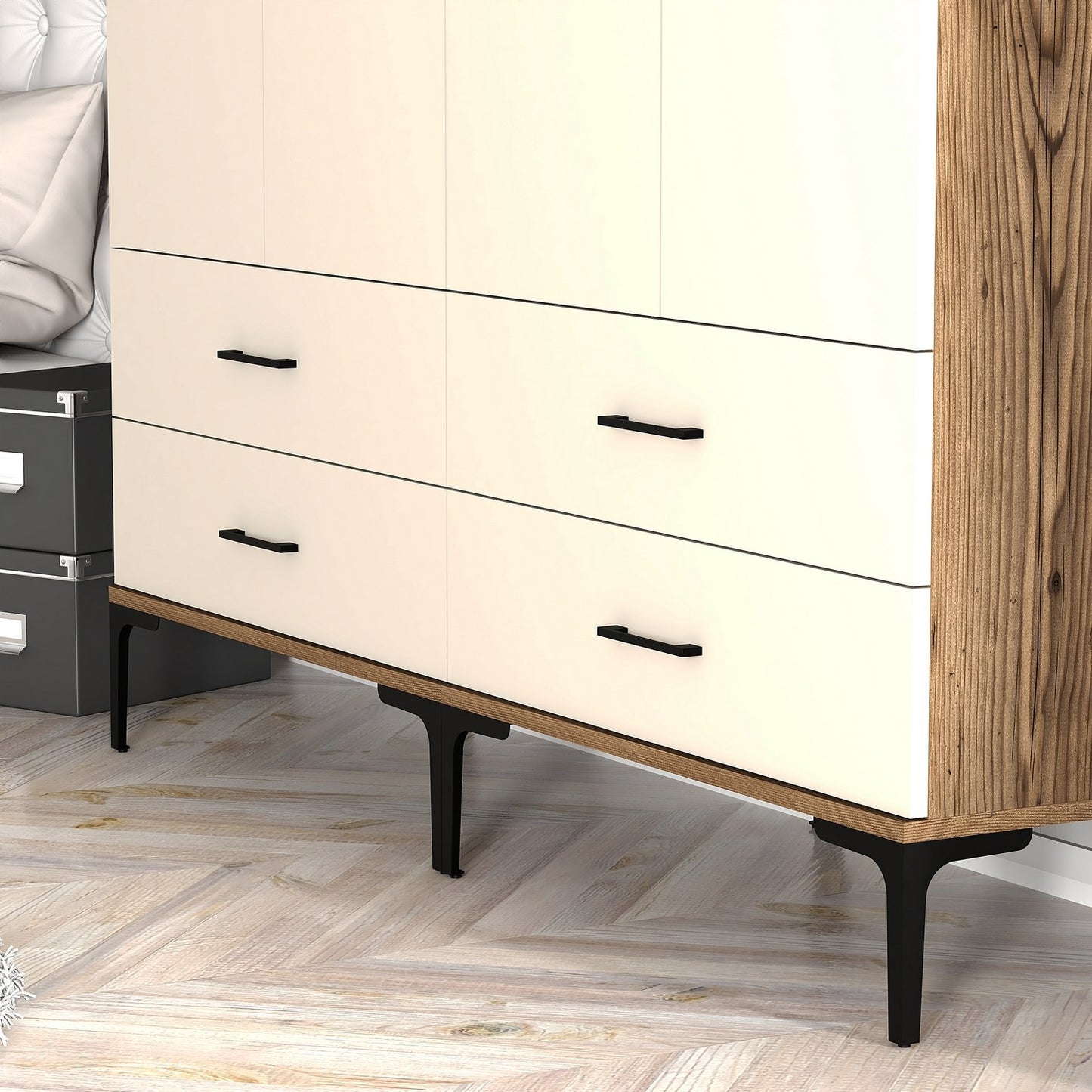 Ντουλάπα 160x201.4x47.5 εκ Walnut Cream 845HCT5486