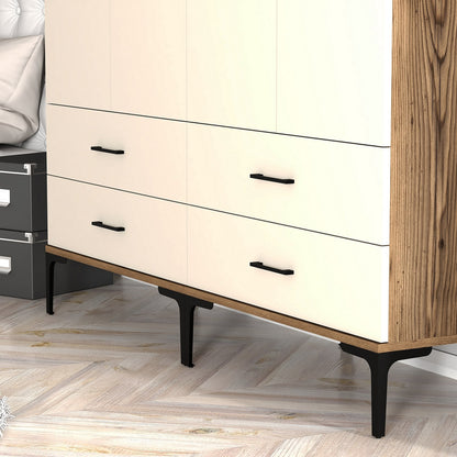 Ντουλάπα 160x201.4x47.5 εκ Walnut Cream 845HCT5486