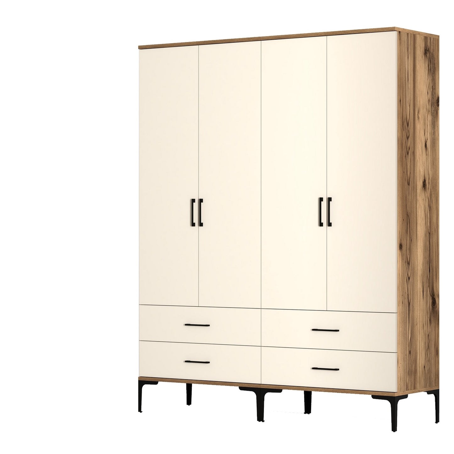 Ντουλάπα 160x201.4x47.5 εκ Walnut Cream 845HCT5486