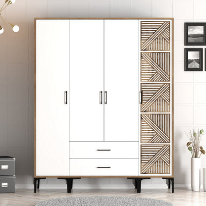 Ντουλάπα 160x201.4x47.5 εκ Walnut White 845HCT5490