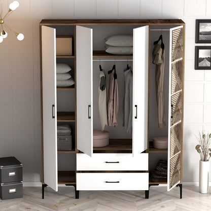 Ντουλάπα 160x201.4x47.5 εκ Walnut White 845HCT5490
