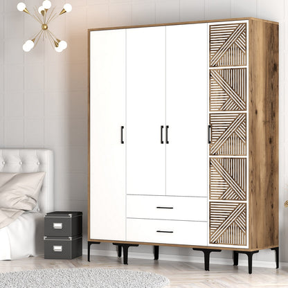 Ντουλάπα 160x201.4x47.5 εκ Walnut White 845HCT5490