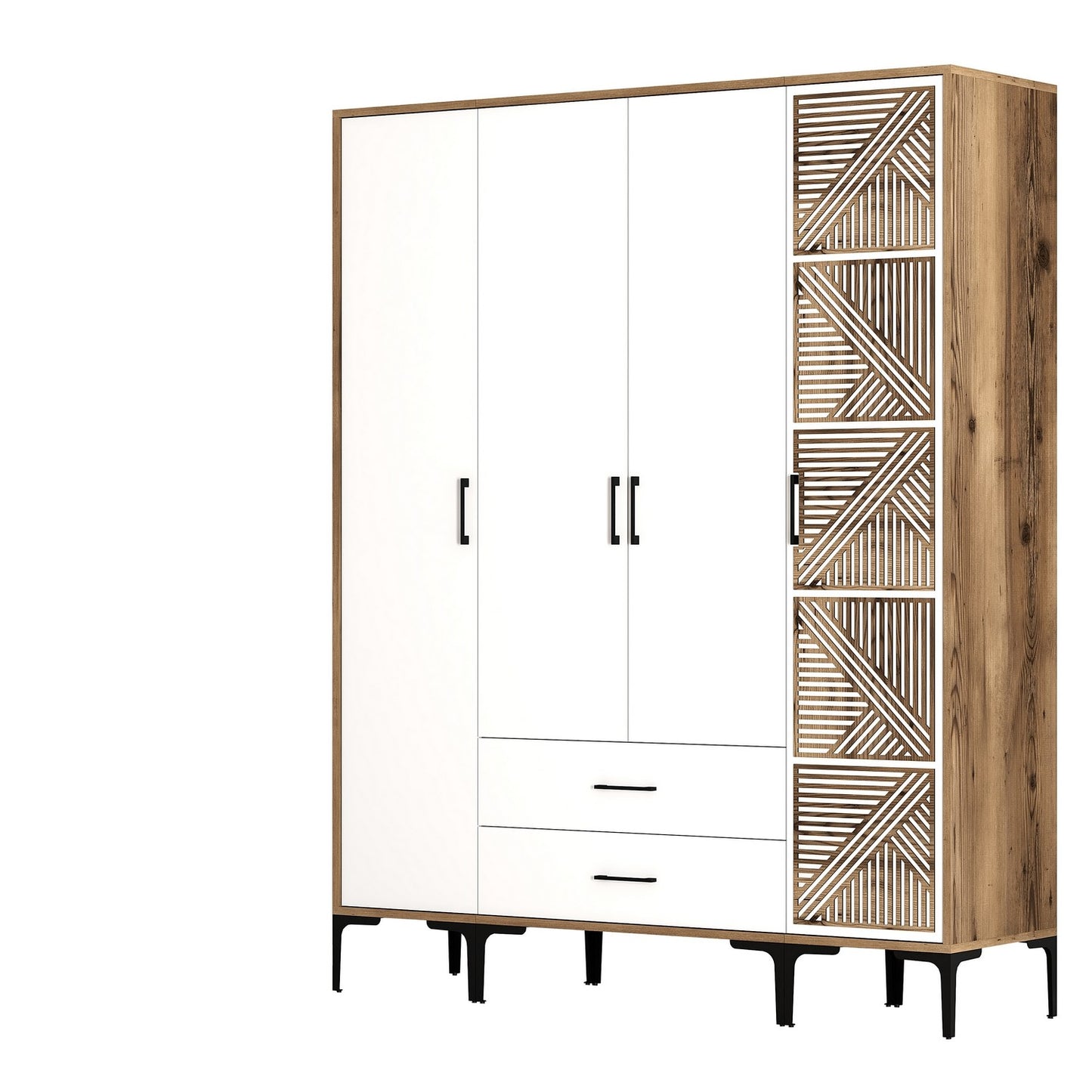 Ντουλάπα 160x201.4x47.5 εκ Walnut White 845HCT5490