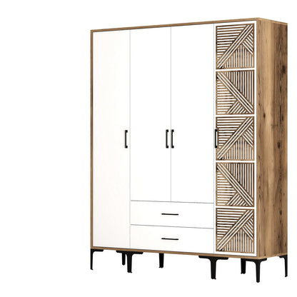 Ντουλάπα 160x201.4x47.5 εκ Walnut White 845HCT5490
