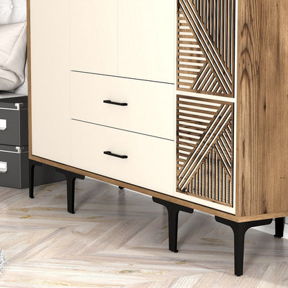 Ντουλάπα 160x201.4x47.5 εκ Walnut Cream 845HCT5491
