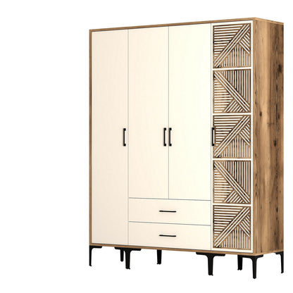 Ντουλάπα 160x201.4x47.5 εκ Walnut Cream 845HCT5491