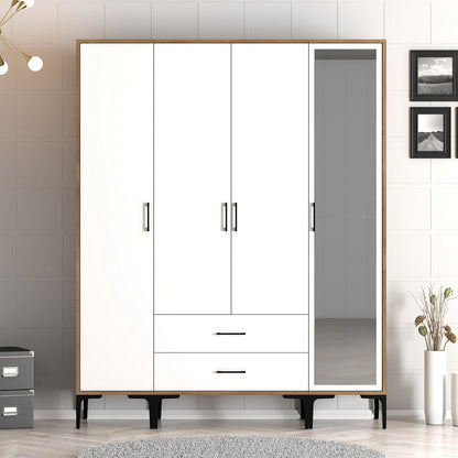 Ντουλάπα 160x201.4x47.5 εκ Walnut White 845HCT5495
