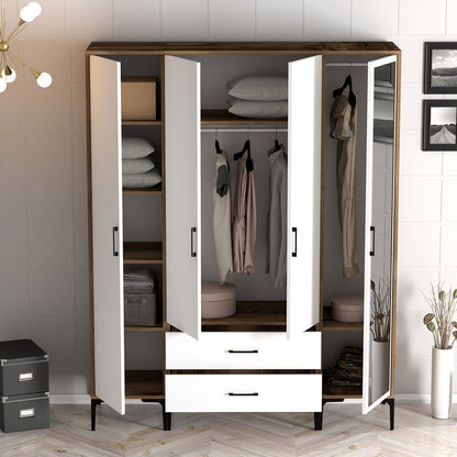 Ντουλάπα 160x201.4x47.5 εκ Walnut White 845HCT5495