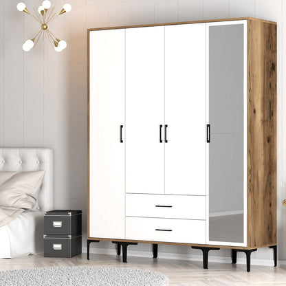 Ντουλάπα 160x201.4x47.5 εκ Walnut White 845HCT5495